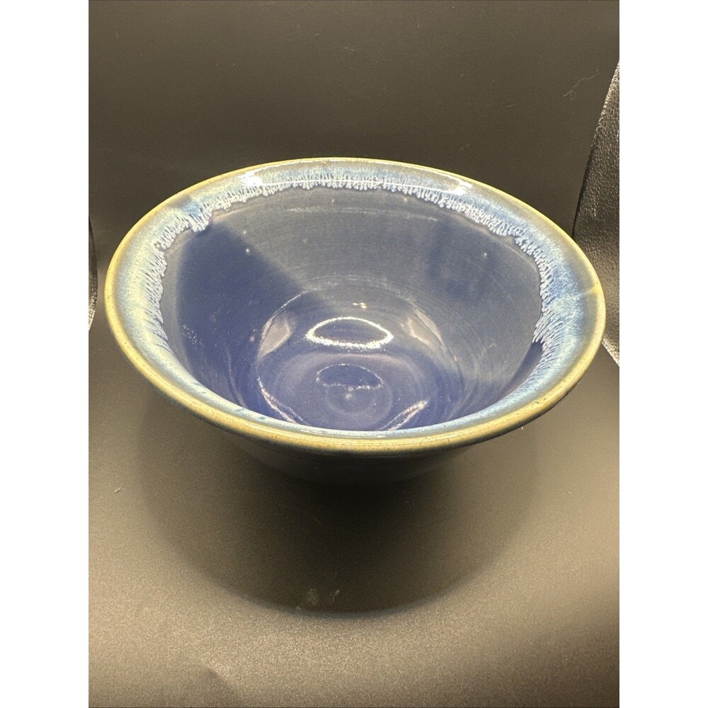 Webb Pottery Blue Glazed Bowl Art 9.5 Inch Signed